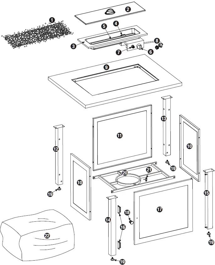 ENDLESS -SUMMER GAD17107ES The Marc Outdoor -Rectangular -Steel -Frame- LP- Gas -Fire Pit 02