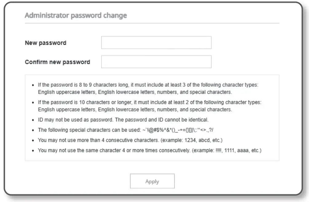 WISeNeT TNM-C4940TD Thermal Network Camera - PASSWORD SETTING