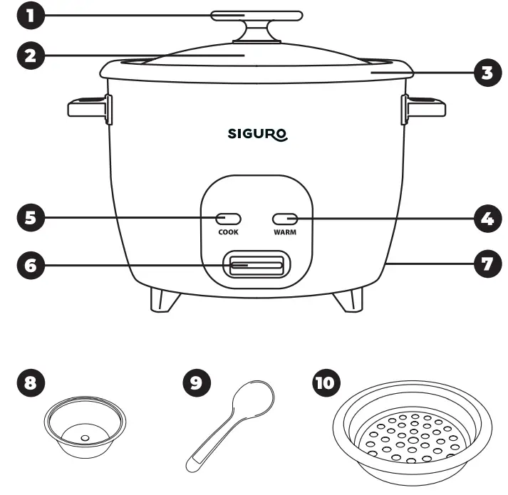 SIGURO SGR-RC-A350W Rice Cooker - Fig 1
