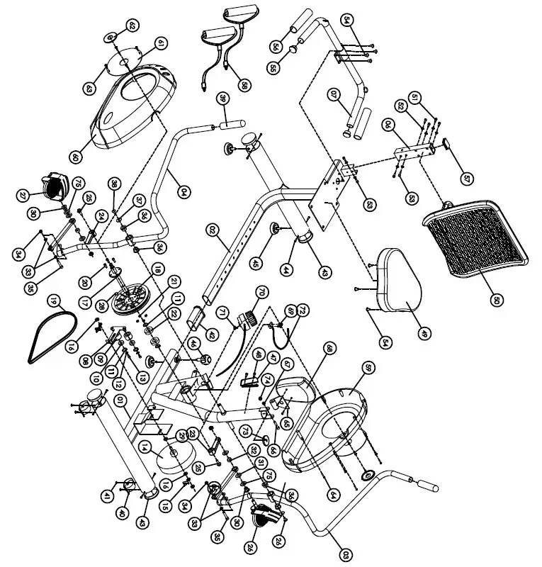 Physio Trainer CXT Recumbent Cross Trainer Owner's Manual - Exploded Diagram