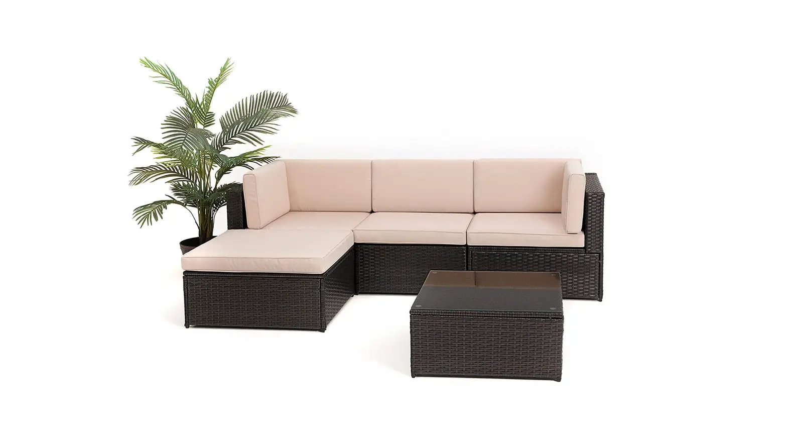 Serenelife Slotfx9 5 Piece Patio Pe Wicker Rattan Corner Sofa Set User Guide