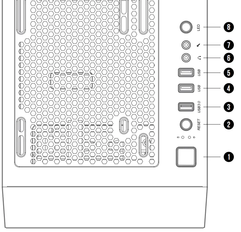 GAMDIAS MARS M1 MID-TOWER PC CASE - PORTS