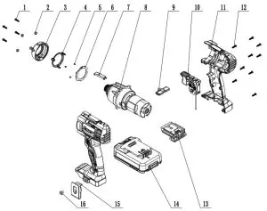 BAUER 1781C-B1 ¼ Hex Compact Impact Driver Kit- Diagram
