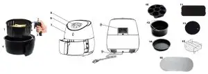 YEDI House Ware Air Fryer - AIR FRYER COMPONENTS