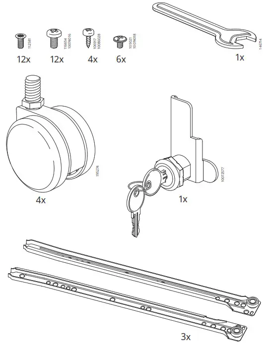 IKEA 604.850.99 TROTTEN Drawer Unit with 3 Drawers- Screw