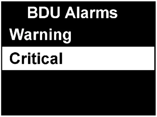 BDU alarm settings