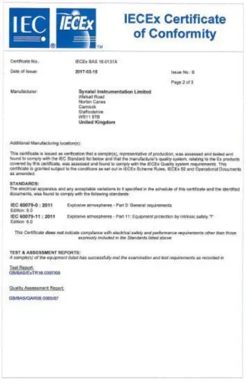 Intrinsic safety certification