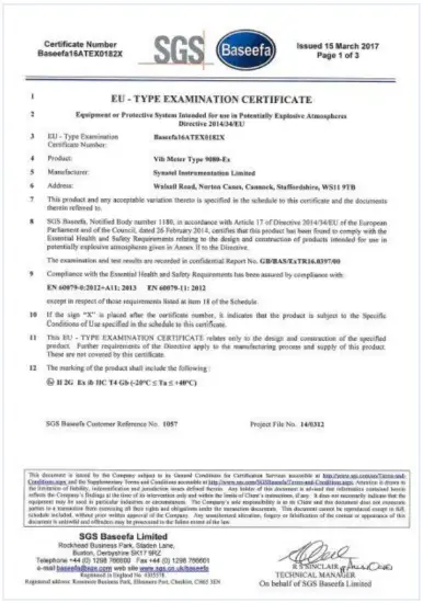 Intrinsic safety certification