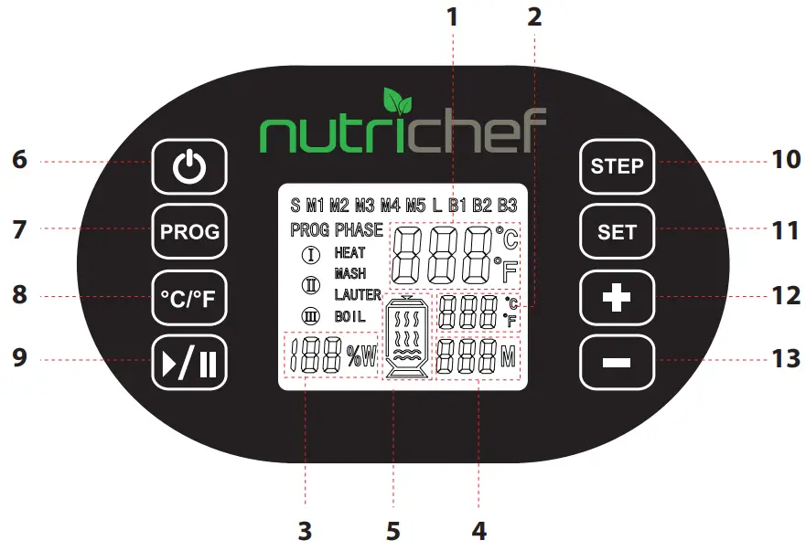nutrichef PKBRKTL200 Home Beer Brewing Machine with Inner Malt Pipe and Filter Screen-DISPLAY