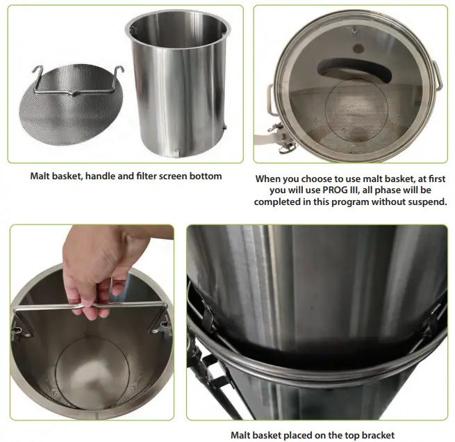 nutrichef PKBRKTL200 Home Beer Brewing Machine with Inner Malt Pipe and Filter Screen-Malt basket