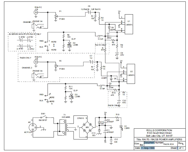 Rolls RA170 70-Volt70 Watt Power Amplifier (4)