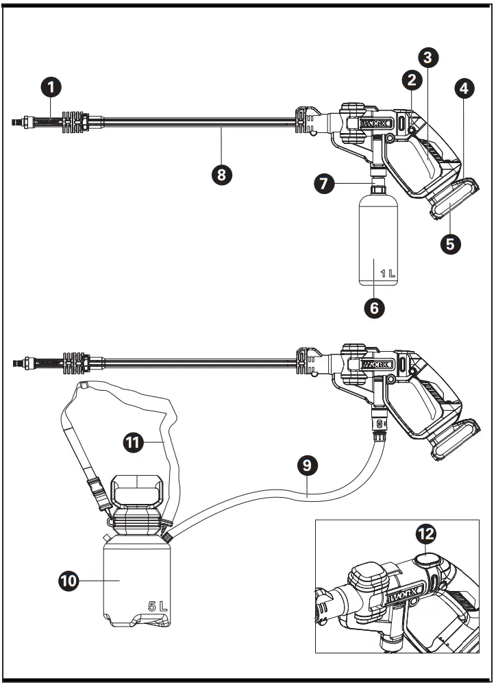 WORX WP650E 20V Sanitizing Pressure Washer - 1