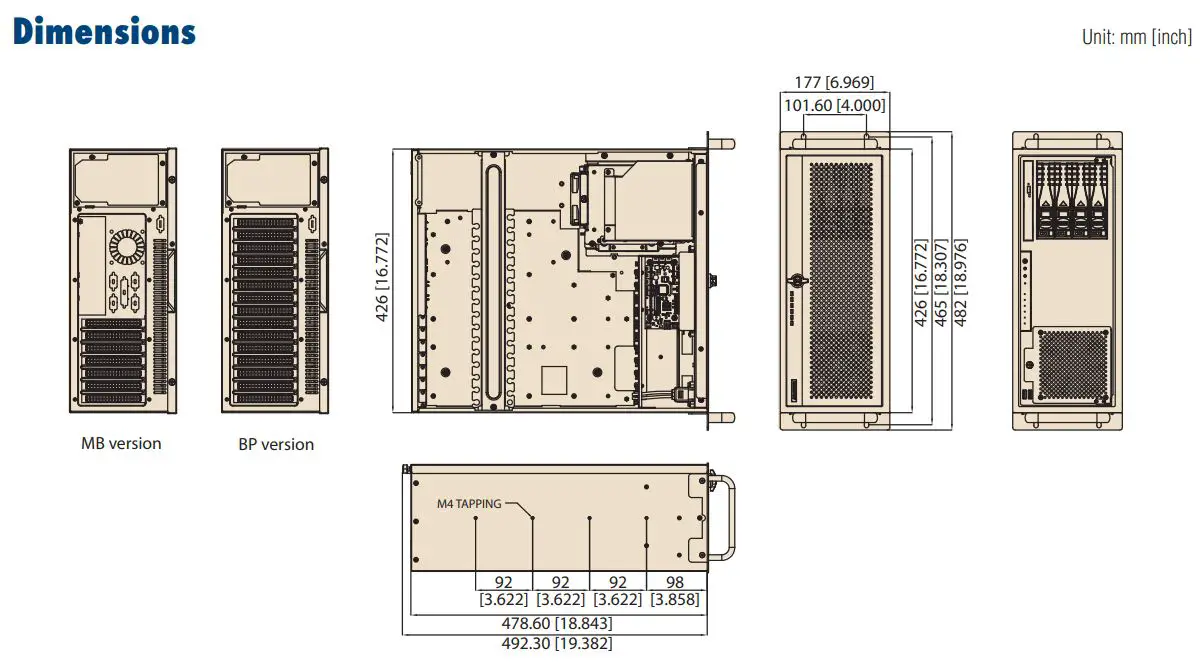 ADVANTECH ACP-4340 4U Rackmount Chassis User Manual- Dimensions