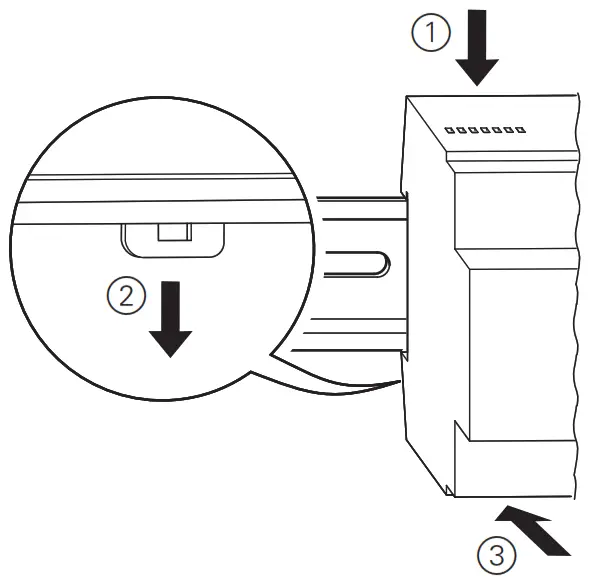 Schneider Electric SpaceLogic KNX DALI Gateway Basic REG - Position the gateway on the DIN rail