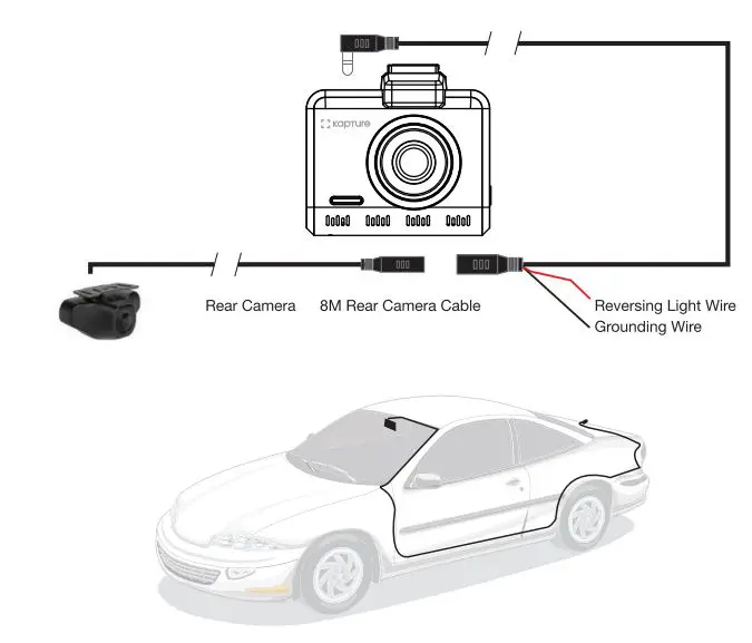 kapture 1080P Full HD Dual Channel Dash Camera User Manual - Rear Camera Wiring Diagram