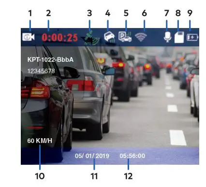 kapture 1080P Full HD Dual Channel Dash Camera User Manual - Video Mode