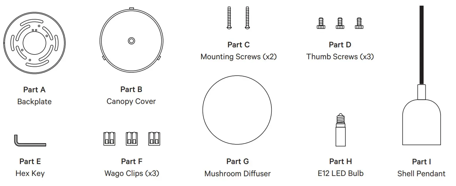 In Common With Mushroom Pendant - parts
