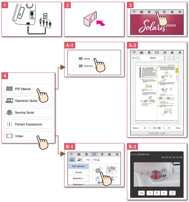 Viewing Manuals and Videos on Machine