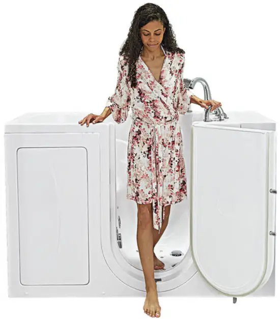 Entering the walk-in bathtub