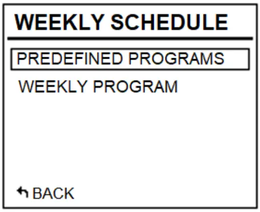 Weekly Programme Programme Settings