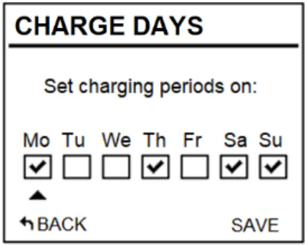 Charging days in the week