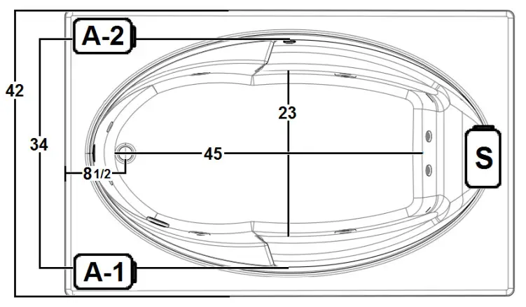 Laurel Mountain 6642GTA064 66 Inch x 42 Inch Drop In Acrylic Air Bath - Figure 1