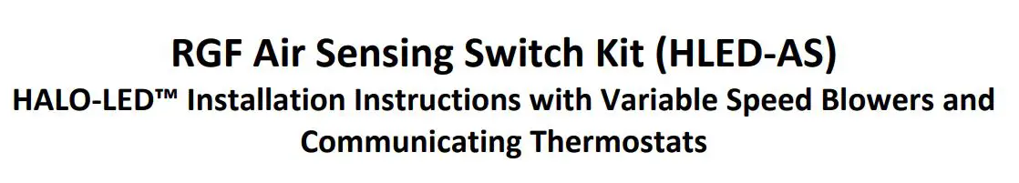 HALO-LED RGF Air Sensing Switch Kit HLED-AS Installation Guide