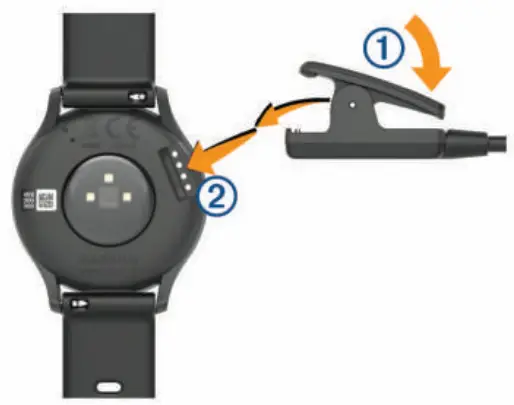 GARMIN VÍVOMOVE HR Rose Gold with White Silicone Band - charging clip