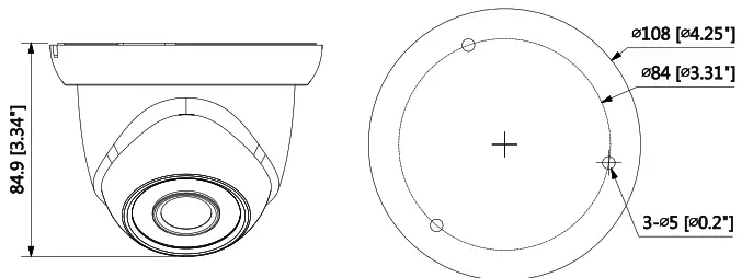 dahua DH-IPC-HDW1220S 2MP IR Eyeball Network Camera - Dimensions