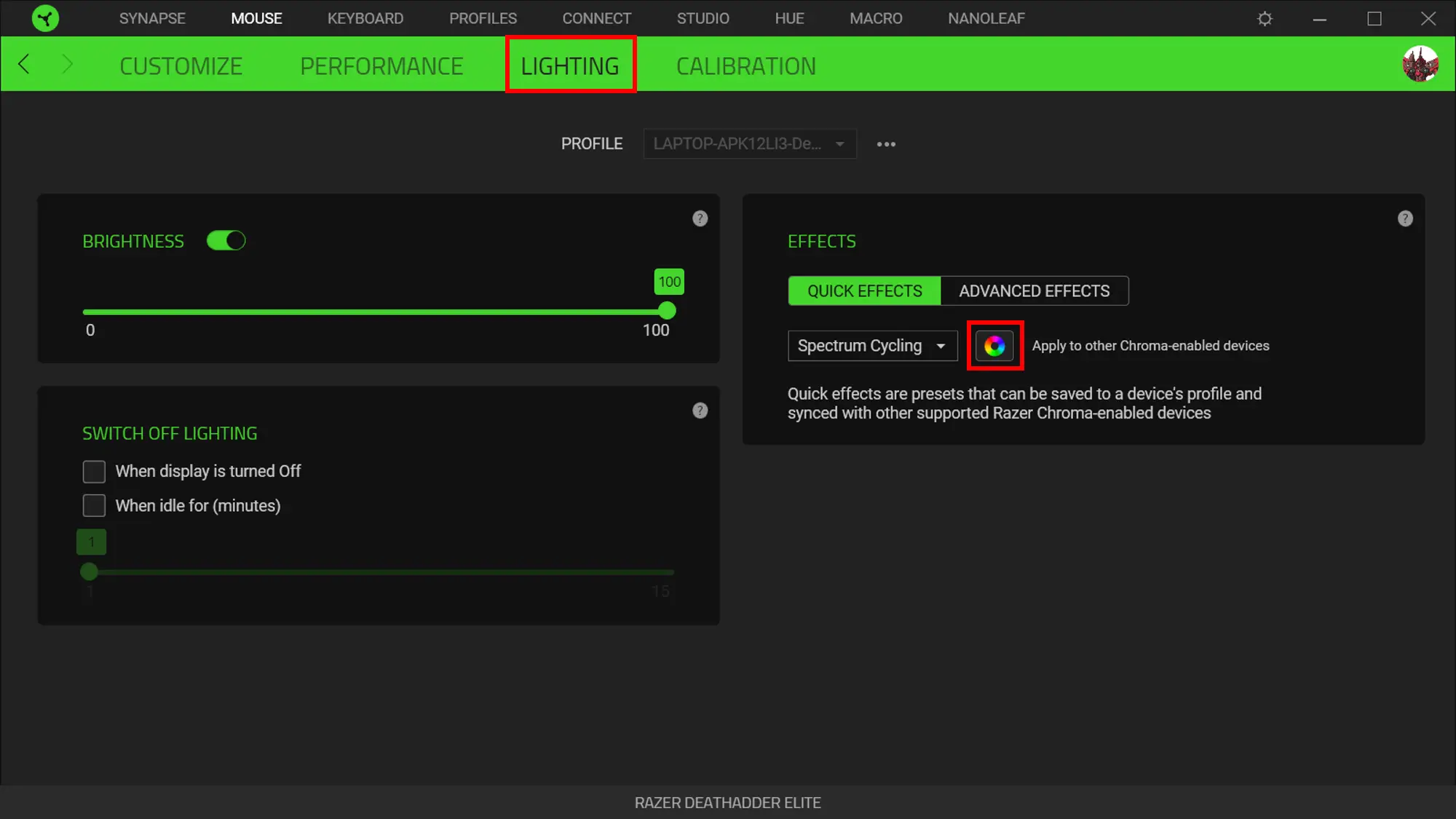 sync Chroma lighting