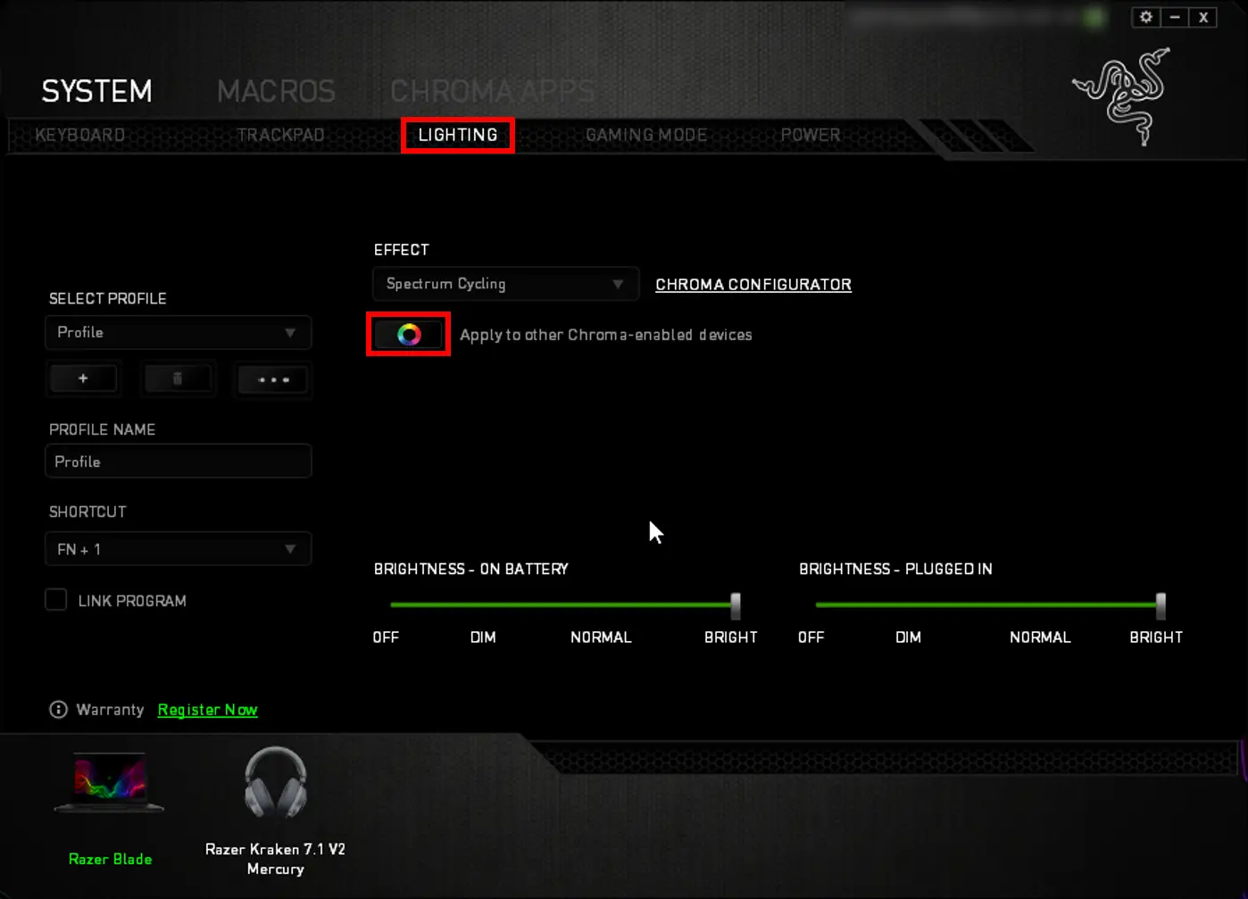 sync Chroma lighting