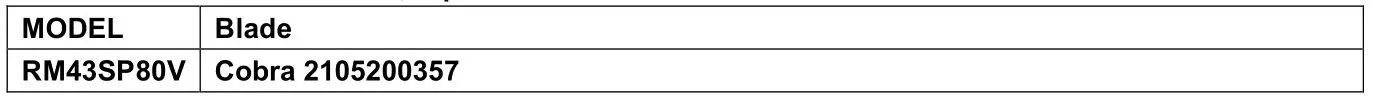 COBRA RM43SP80V Lawn Mower - For service, replace the blade as below
