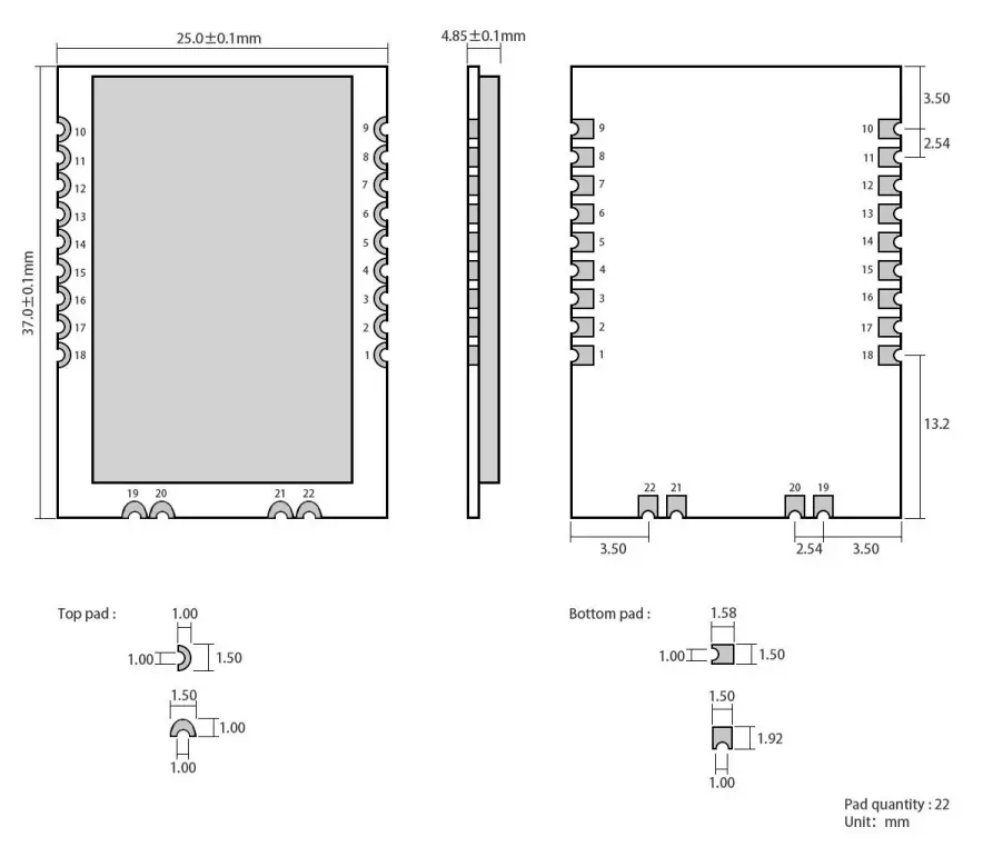 EBYTE E19 433M30S SX1278 433MHz 1W SMD Wireless Module - fig