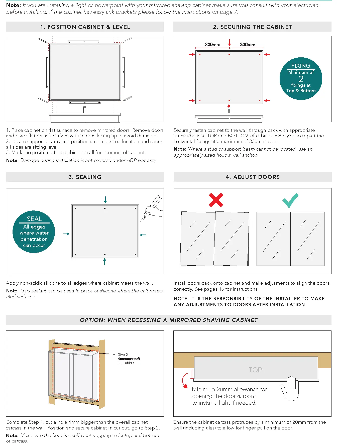MIRRORED SHAVING CABINET INSTALLATION