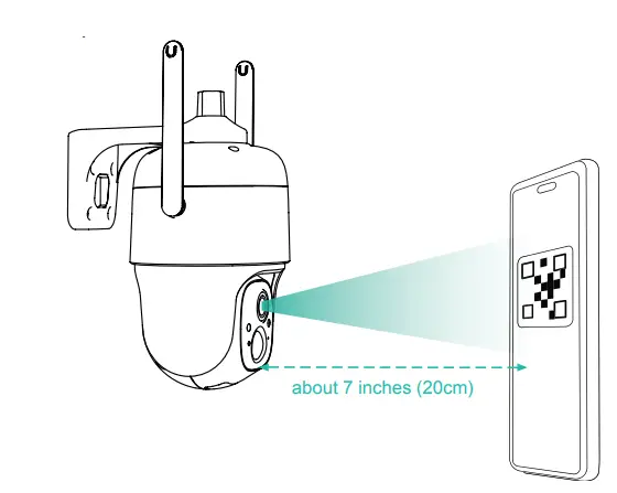 sv3c CQ1-CG522 Wireless Battery Camera Instruction Manual - Take the lens of the camera facing the QR code generated