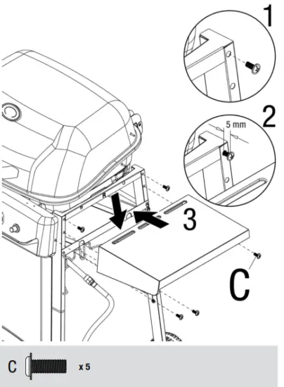 BlueRhino WM16 GBC1408WDC Outdoor LP Gas Barbecue Grill - Side Shelf