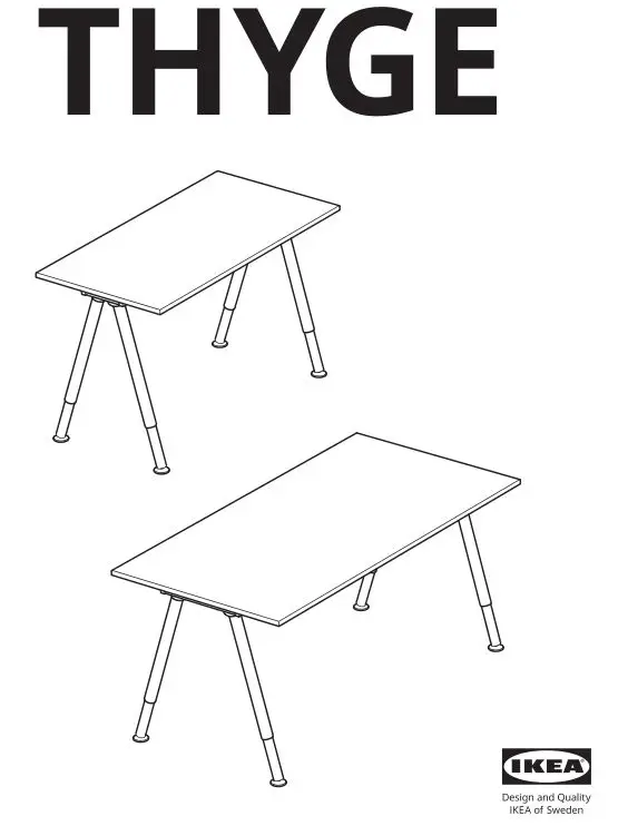 IKEA ThygeDesk White Silver Instructions