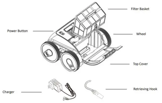 winny Pool Cleaner HJ3172P RoadRunner Plus Robotic Pool Cleaner - Product Diagram