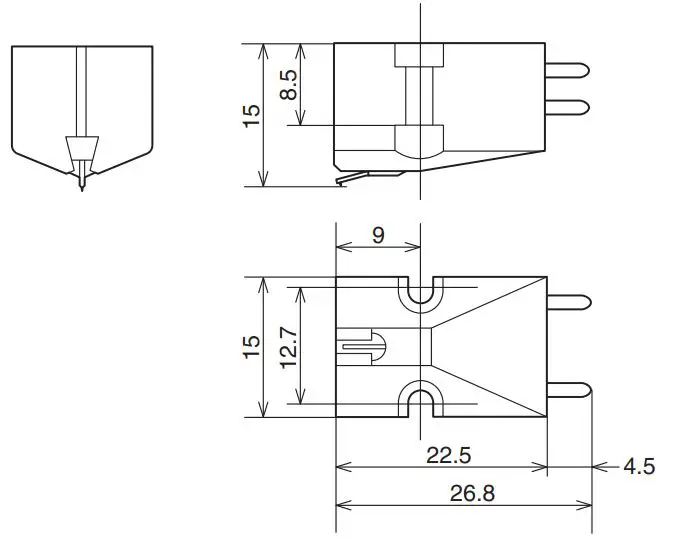 DENON DL-A110 Phono Cartridge Owner’s Manual - Cartridge dimensions
