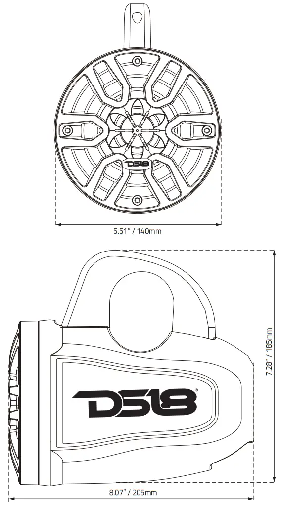 DS18 MP4TPBT 2 Way Active Marine &amp Powersports Tower Speaker With Bt Receiver - fig
