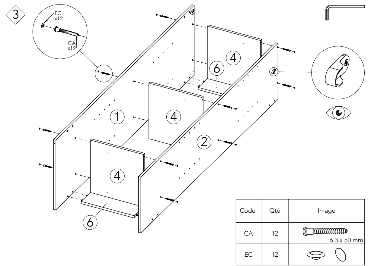 4021X0391R00 TOM_1 Dressing 2 Columns Oak Assembly Instruction illustration