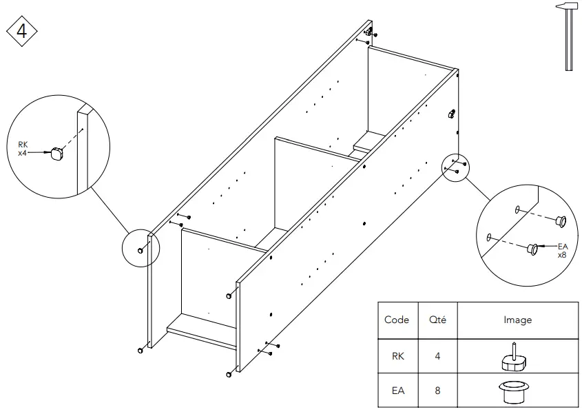 4021X0391R00 TOM_1 Dressing 2 Columns Oak Assembly Instruction illustration