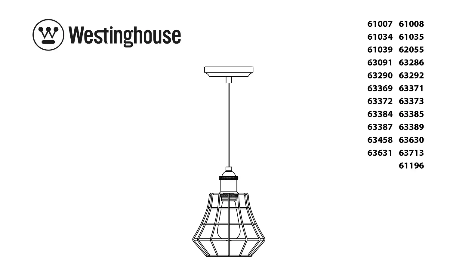 Westinghouse 63387 Pendant Light Instruction Manual