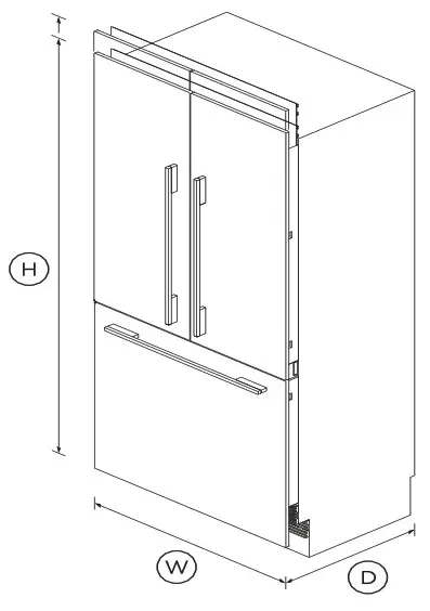 FISHER PAYKEL RS36A80J1 N Integrated French Door Refrigerator Freezer - DIMENSIONS