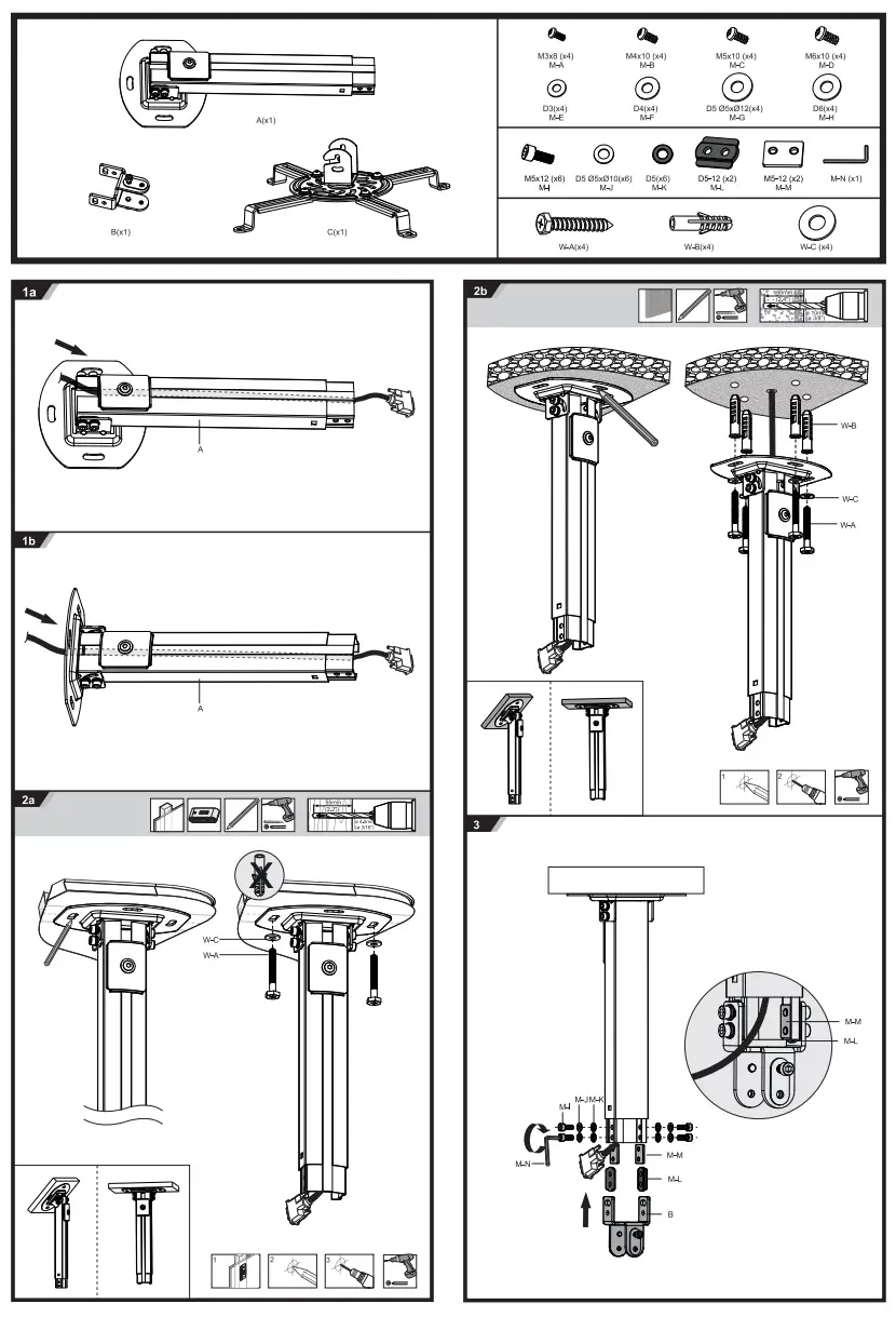 AISENS CP04TSRE-133 Projector Ceiling Mount - fig 1