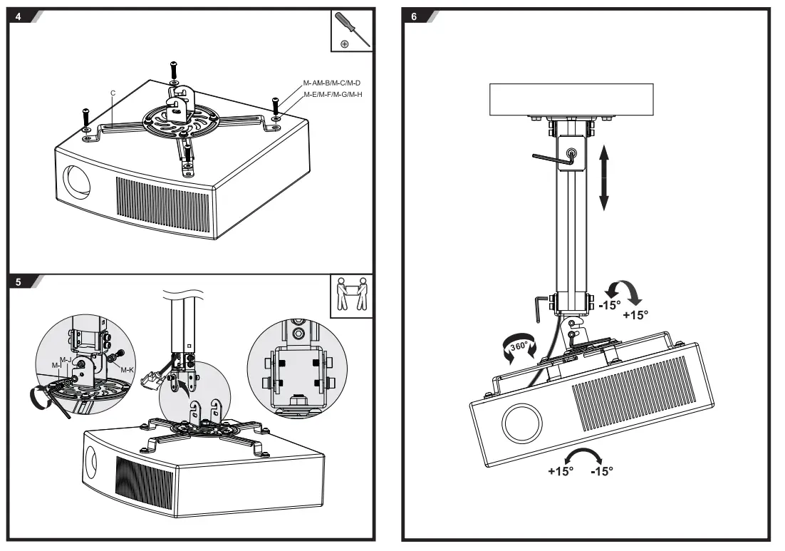 AISENS CP04TSRE-133 Projector Ceiling Mount - fig