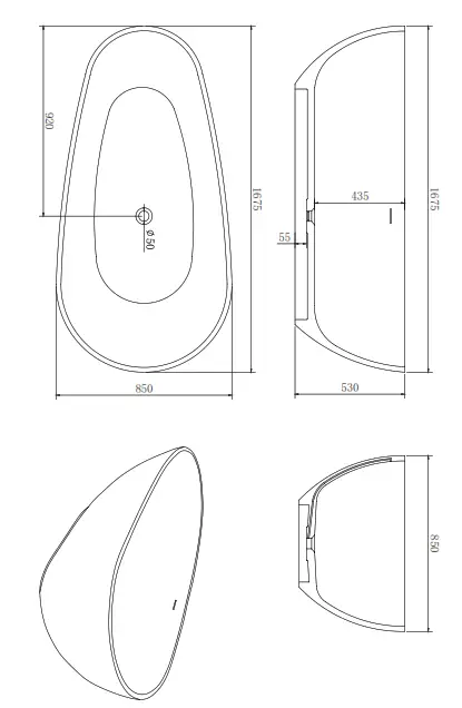 Wellis WK00180 Soul Black Matt Bathtub - Chamferinfg