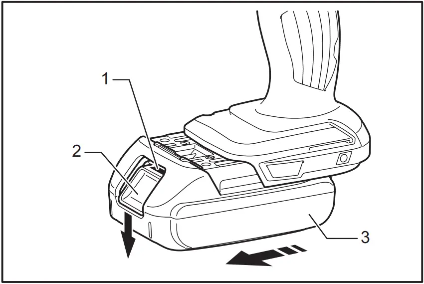 XFD10 - Installing or removing battery cartridge