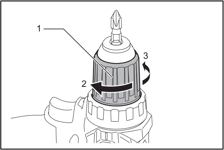 XFD10 - Installing or removing driver bit & drill bit