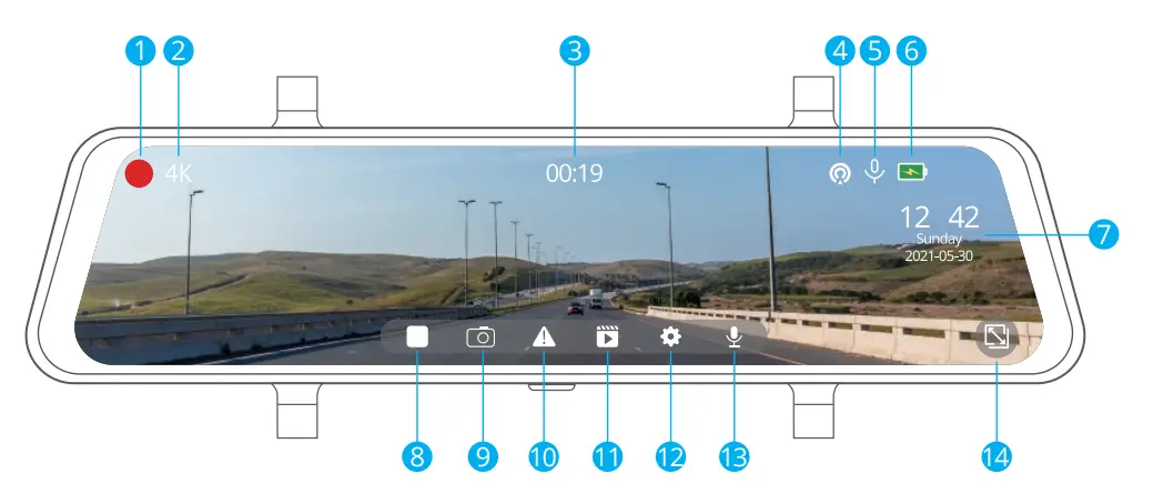 Kingslim DL12 Pro 4K Mirror Dash Cam-13